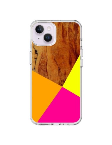 Coque iPhone 14 Plus Wooden Colour Block Bois Azteque Aztec Tribal - Jenny Mhairi