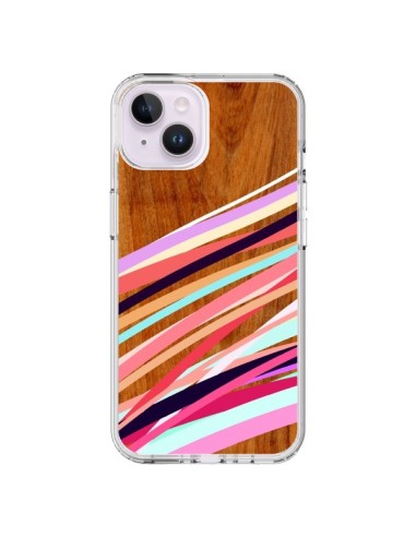 Coque iPhone 14 Plus Wooden Waves Coral Bois Azteque Aztec Tribal - Jenny Mhairi