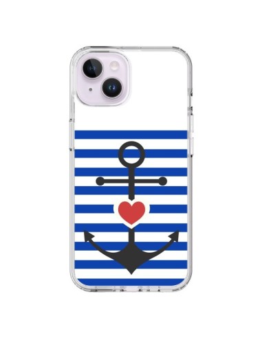 Coque iPhone 14 Plus Mariniere Encre Marin Coeur - Jonathan Perez