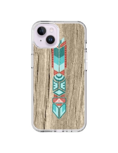 Coque iPhone 14 Plus Totem Tribal Azteque Bois Wood - Jonathan Perez