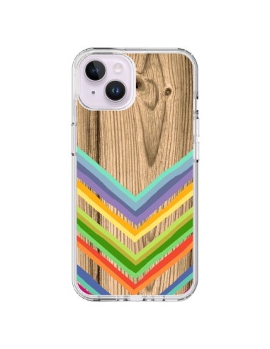 Coque iPhone 14 Plus Tribal Azteque Bois Wood - Jonathan Perez