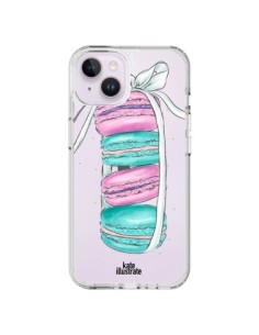 Coque iPhone 14 Plus Macarons Pink Mint Rose Transparente...