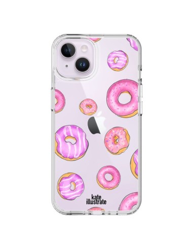 Coque iPhone 14 Plus Pink Donuts Rose Transparente - kateillustrate
