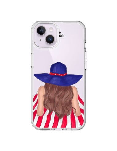 Coque iPhone 14 Plus Beah Girl Fille Plage Transparente - kateillustrate