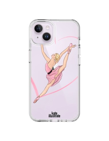 Coque iPhone 14 Plus Ballerina Jump In The Air Ballerine Danseuse Transparente - kateillustrate