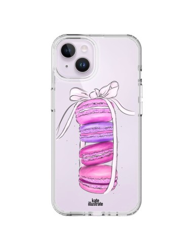Coque iPhone 14 Plus Macarons Pink Purple Rose Violet Transparente - kateillustrate