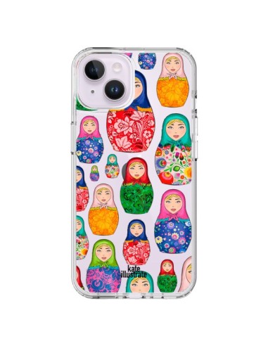 Coque iPhone 14 Plus Matryoshka Dolls Poupées Russes Transparente - kateillustrate