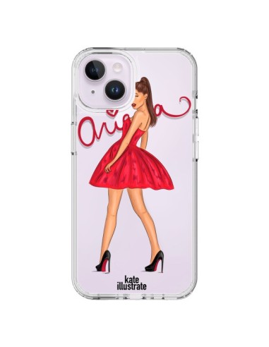 Coque iPhone 14 Plus Ariana Grande Chanteuse Singer Transparente - kateillustrate