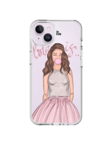 Cover iPhone 14 Plus Bubble Girl Tiffany Rosa Trasparente - kateillustrate