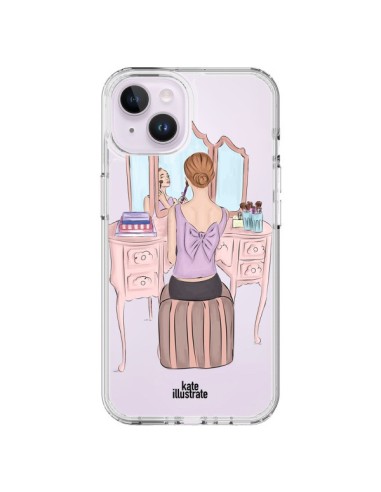 Coque iPhone 14 Plus Vanity Coiffeuse Make Up Transparente - kateillustrate