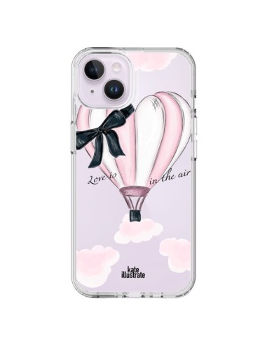 Coque iPhone 14 Plus Love is in the Air Love Montgolfier Transparente - kateillustrate