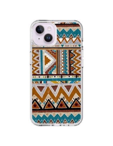 Coque iPhone 14 Plus Azteque Vert Marron - Kris Tate