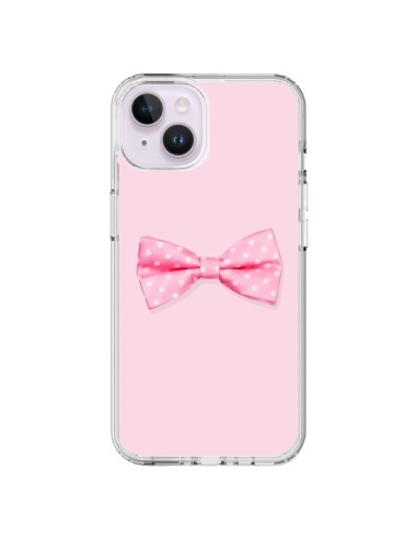 Coque iPhone 14 Plus Noeud Papillon Rose Girly Bow Tie - Laetitia