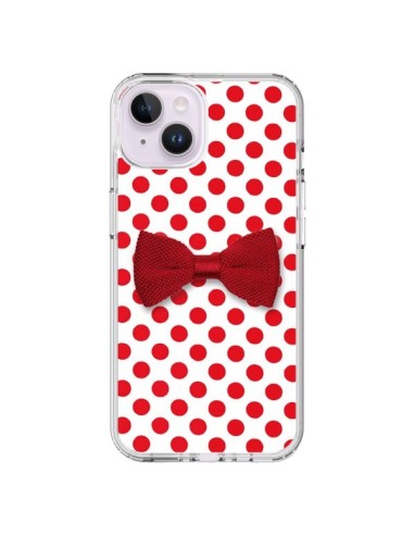 Coque iPhone 14 Plus Noeud Papillon Rouge Girly Bow Tie - Laetitia