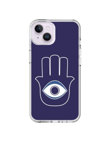 Coque iPhone 14 Plus Main de Fatma Oeil Bleu - Laetitia