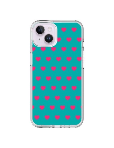 Cover iPhone 14 Plus Cuore Rosa Sfondo Blu - Laetitia
