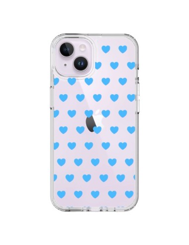 Coque iPhone 14 Plus Coeur Heart Love Amour Bleu Transparente - Laetitia