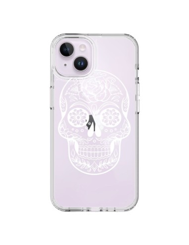 Cover iPhone 14 Plus Teschio Messicano Bianco Trasparente - Laetitia