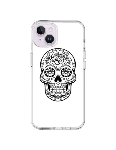 Coque iPhone 14 Plus Tête de Mort Mexicaine Noir - Laetitia