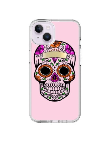 Coque iPhone 14 Plus Tête de Mort Mexicaine Rose Multicolore - Laetitia