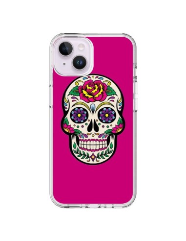 Coque iPhone 14 Plus Tête de Mort Mexicaine Rose Fushia - Laetitia