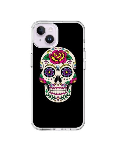 Coque iPhone 14 Plus Tête de Mort Mexicaine Multicolore Noir - Laetitia