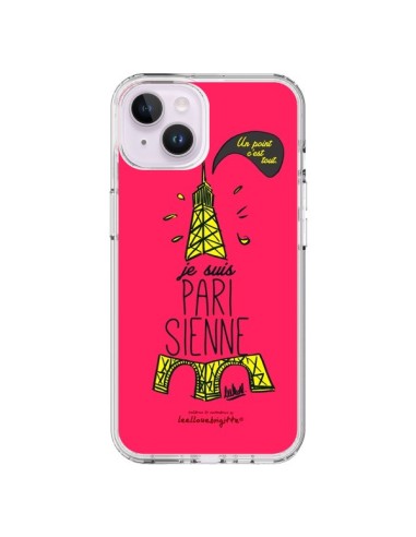 Coque iPhone 14 Plus Je suis Parisienne La Tour Eiffel Rose - Leellouebrigitte