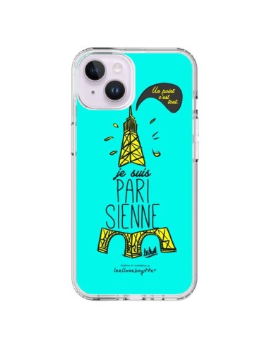 Coque iPhone 14 Plus Je suis Parisienne La Tour Eiffel Bleu - Leellouebrigitte