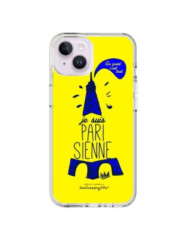 Coque iPhone 14 Plus Je suis Parisienne La Tour Eiffel Jaune - Leellouebrigitte