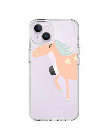 Coque iPhone 14 Plus Licorne Unicorn Rose Transparente - Petit Griffin
