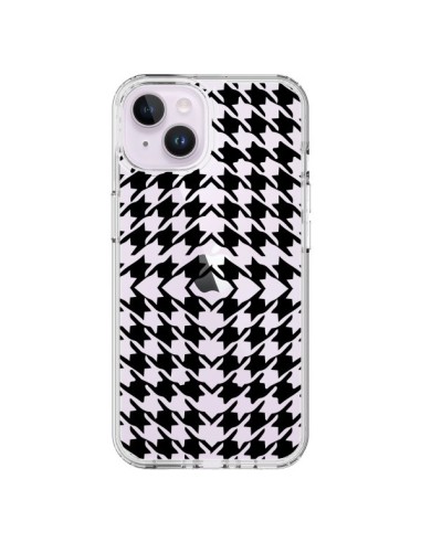 Coque iPhone 14 Plus Vichy Carre Noir Transparente - Petit Griffin