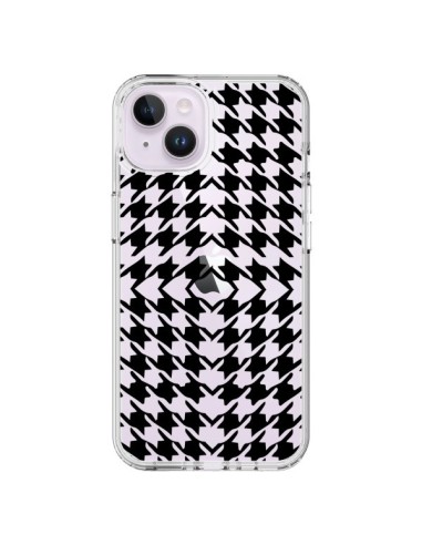 Cover iPhone 14 Plus Vichy Carre Nero Trasparente - Petit Griffin