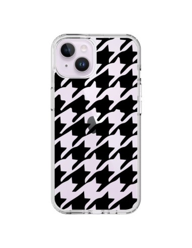 Coque iPhone 14 Plus Vichy Gros Carre noir Transparente - Petit Griffin