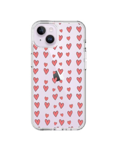 Coque iPhone 14 Plus Coeurs Heart Love Amour Rouge Transparente - Petit Griffin