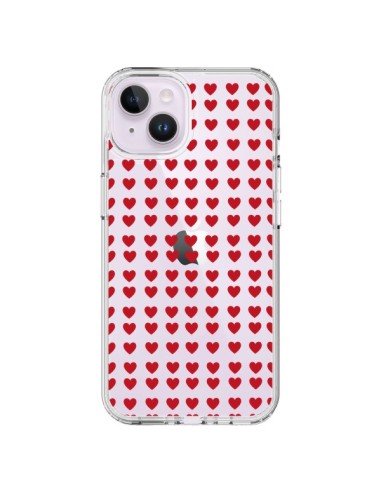 Coque iPhone 14 Plus Coeurs Heart Love Amour Red Transparente - Petit Griffin