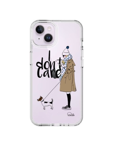iPhone 14 Plus Case I don't care Fille Dog Clear - Lolo Santo