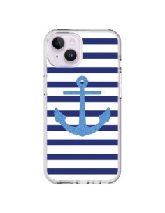 Coque iPhone 14 Plus Ancre Voile Marin Navy Blue - Mary...