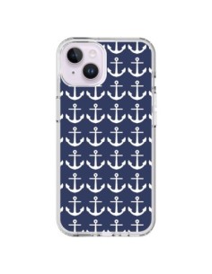 Coque iPhone 14 Plus Ancre Marin Bleu Anchors Navy - Mary...