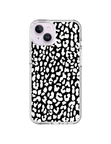 Coque iPhone 14 Plus Leopard Noir et Blanc - Mary Nesrala