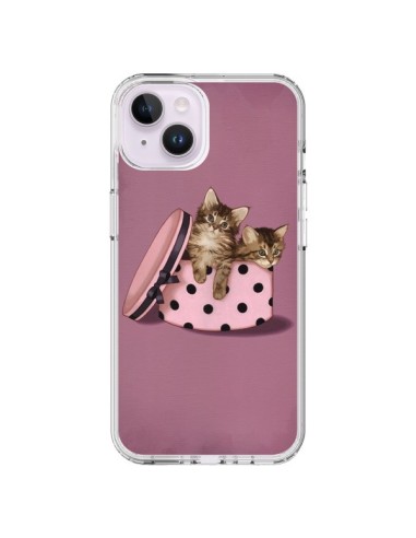 Coque iPhone 14 Plus Chaton Chat Kitten Boite Pois - Maryline Cazenave