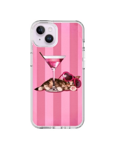 Coque iPhone 14 Plus Chaton Chat Kitten Cocktail Lunettes Coeur - Maryline Cazenave