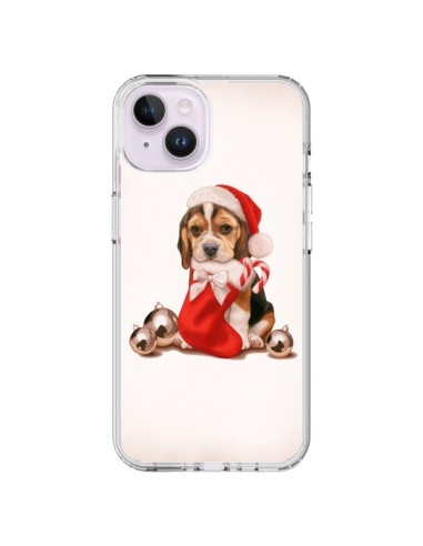 Coque iPhone 14 Plus Chien Dog Pere Noel Christmas - Maryline Cazenave