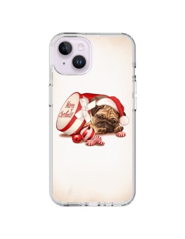 Coque iPhone 14 Plus Chien Dog Pere Noel Christmas Boite - Maryline Cazenave