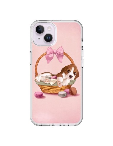 Coque iPhone 14 Plus Chien Dog Panier Noeud Papillon Macarons - Maryline Cazenave