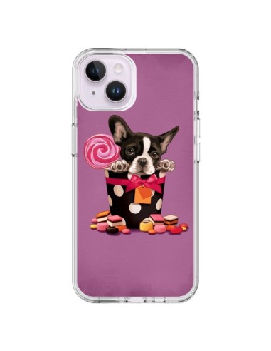 Coque iPhone 14 Plus Chien Dog Boite Noeud Papillon Pois Bonbon - Maryline Cazenave