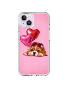 Coque iPhone 14 Plus Chien Dog Lunettes Coeur Ballon -...