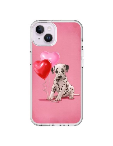 Coque iPhone 14 Plus Chien Dog Dalmatien Ballon Coeur - Maryline Cazenave