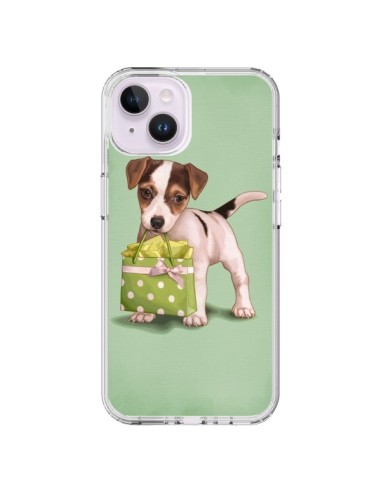 Coque iPhone 14 Plus Chien Dog Shopping Sac Pois Vert - Maryline Cazenave