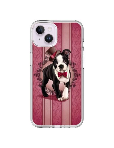 Coque iPhone 14 Plus Chien Dog Gentleman Noeud Papillon Chapeau - Maryline Cazenave