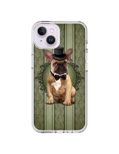 Coque iPhone 14 Plus Chien Dog Bulldog Noeud Papillon Chapeau - Maryline Cazenave